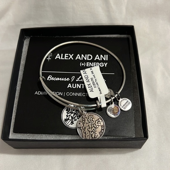Alex and Ani Silver Tone Aunt Charm Expandable Bracelet - Picture 6 of 6